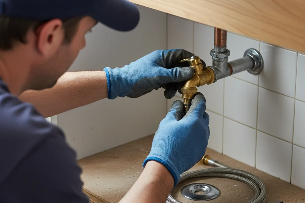 Shutoff valve and fitting work during Faucet and Fixture Repair in Brick
